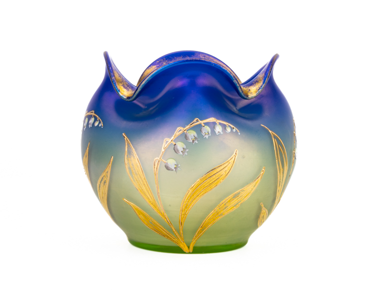 Johann Loetz Witwe Luna vase with gold DEK 212 Jugendstil vase first (1 van 10)