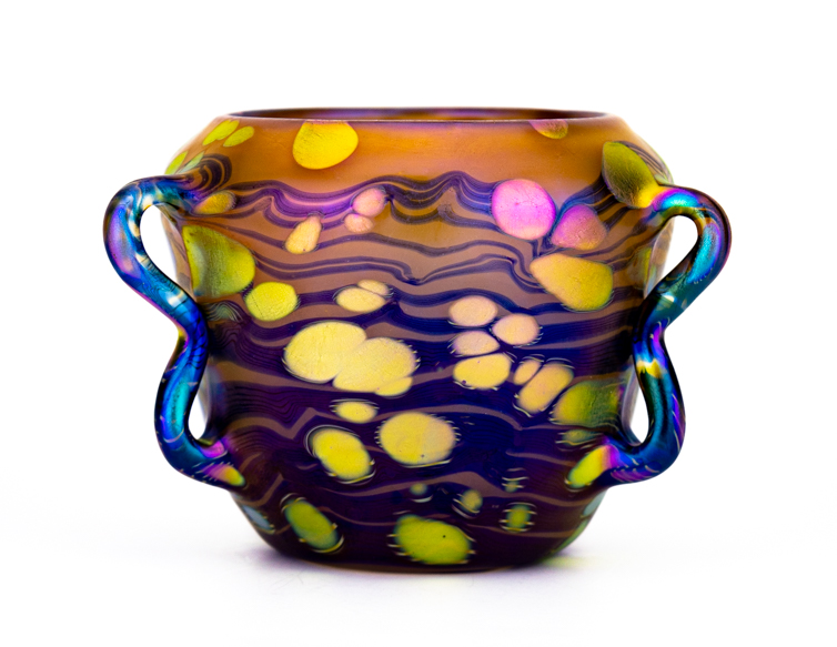 Johann Loetz Witwe Extruded handles vase jugendstil neurot first-3950