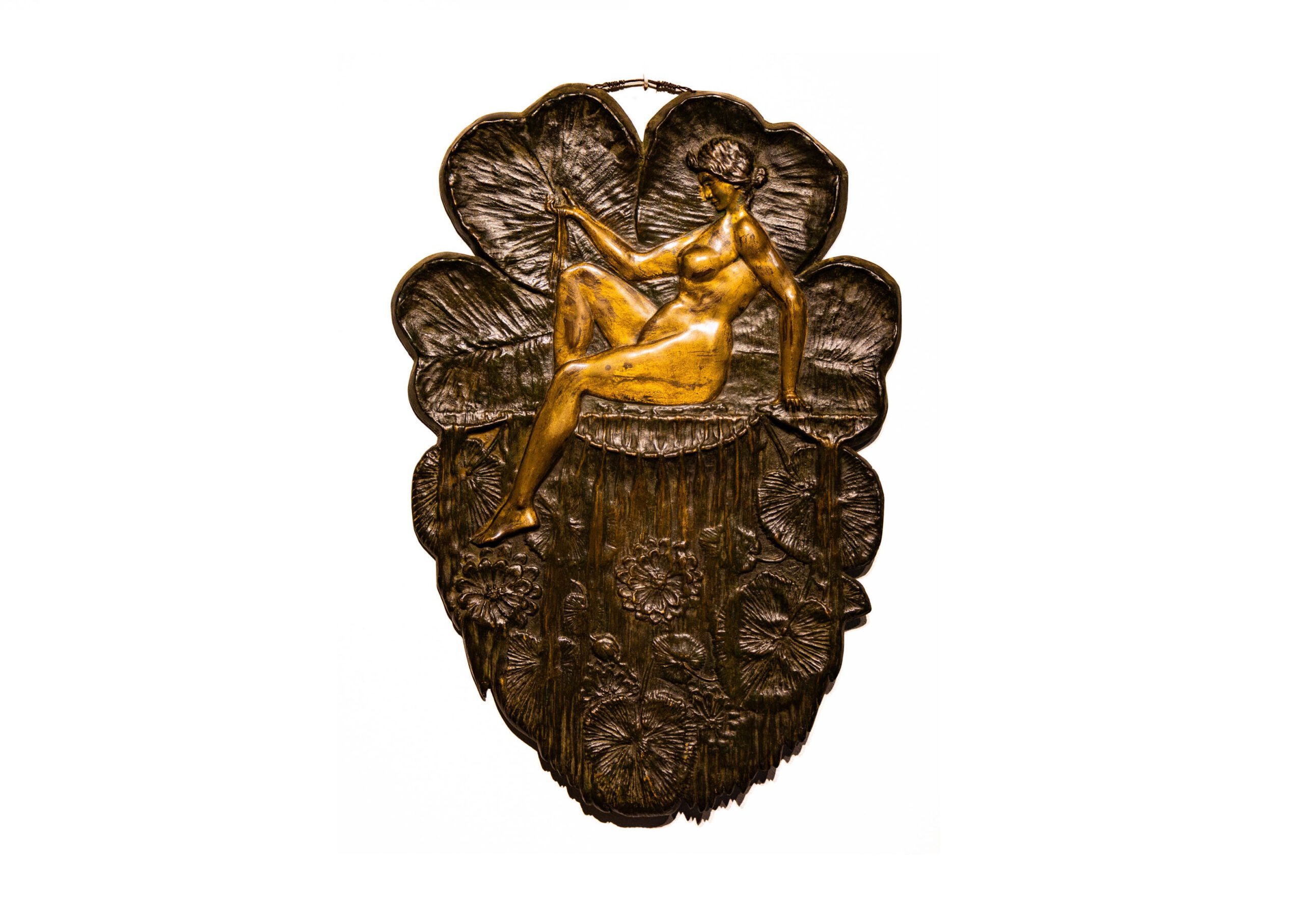 Bronze art nouveau plaque 1900 signed-test