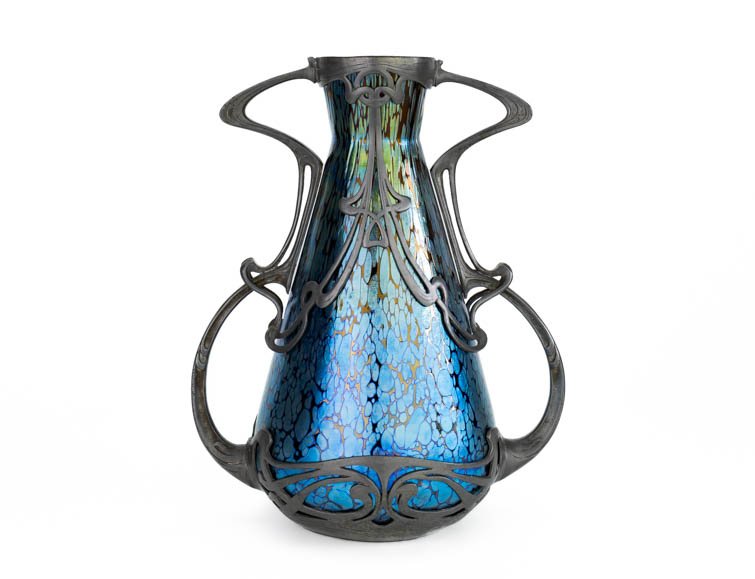 Johann-Loetz-Witwe-jugendstil-vase-Ruby-Papillon-pewter-mount-Boudon-Klahr-Paris-First-1