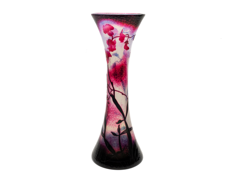Daum Nancy Art nouveau Martelé vaas Pois de Senteur fire polished Diabolo vase First (1 van 1)