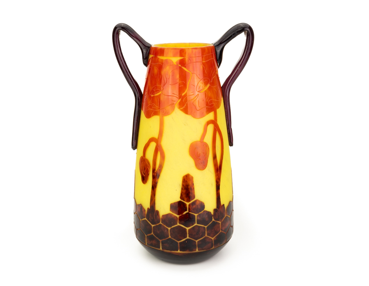 Le Verre Francais decor Pavot Pavots Art Deco vase with handles first-5762