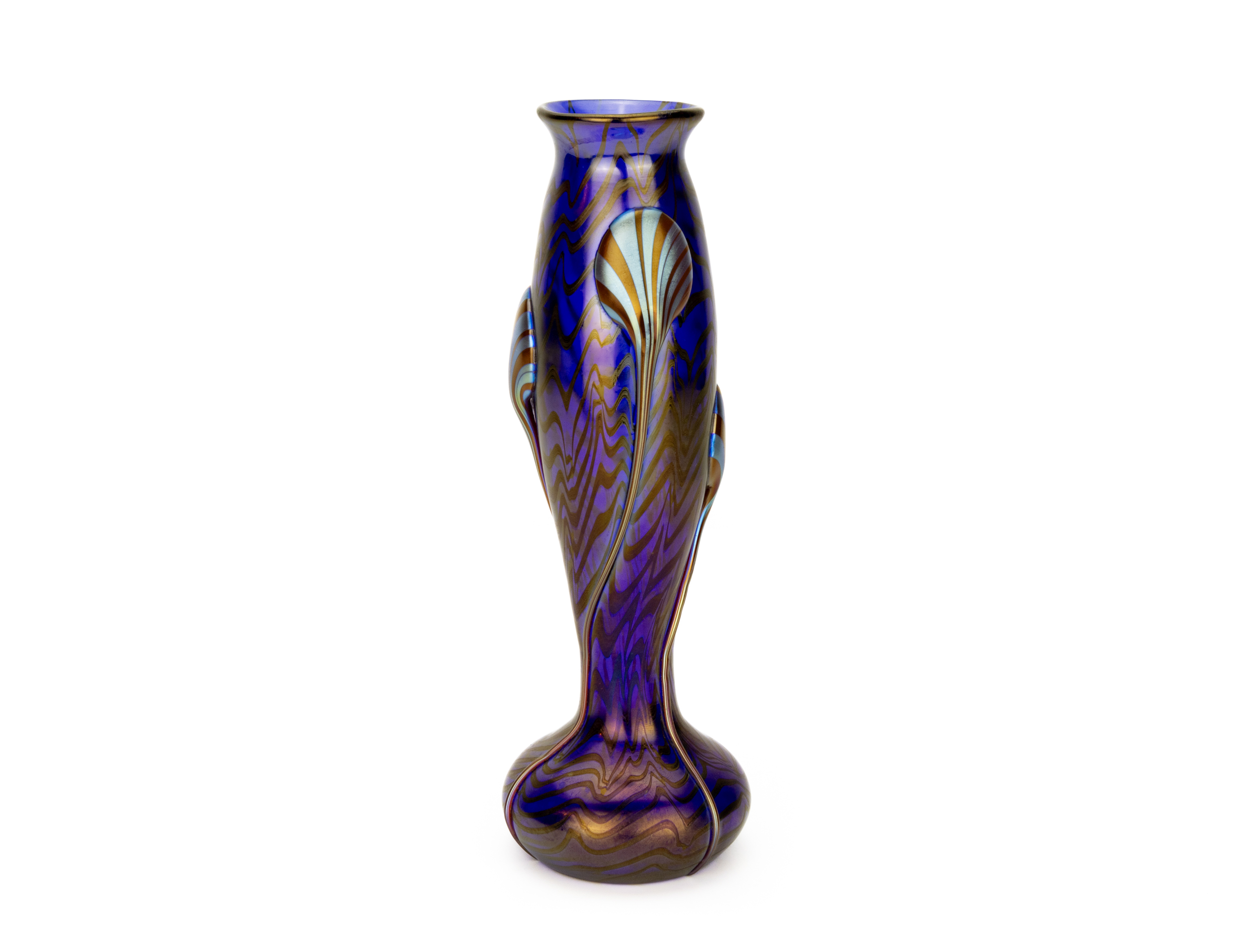 Johann-Loetz-Witwe-Phanomen-Genre-1-64-Cobalt-Gallery-4 Johann Loetz Lötz Witwe Jugendstil vase executed in Phänomen Genre 1/64