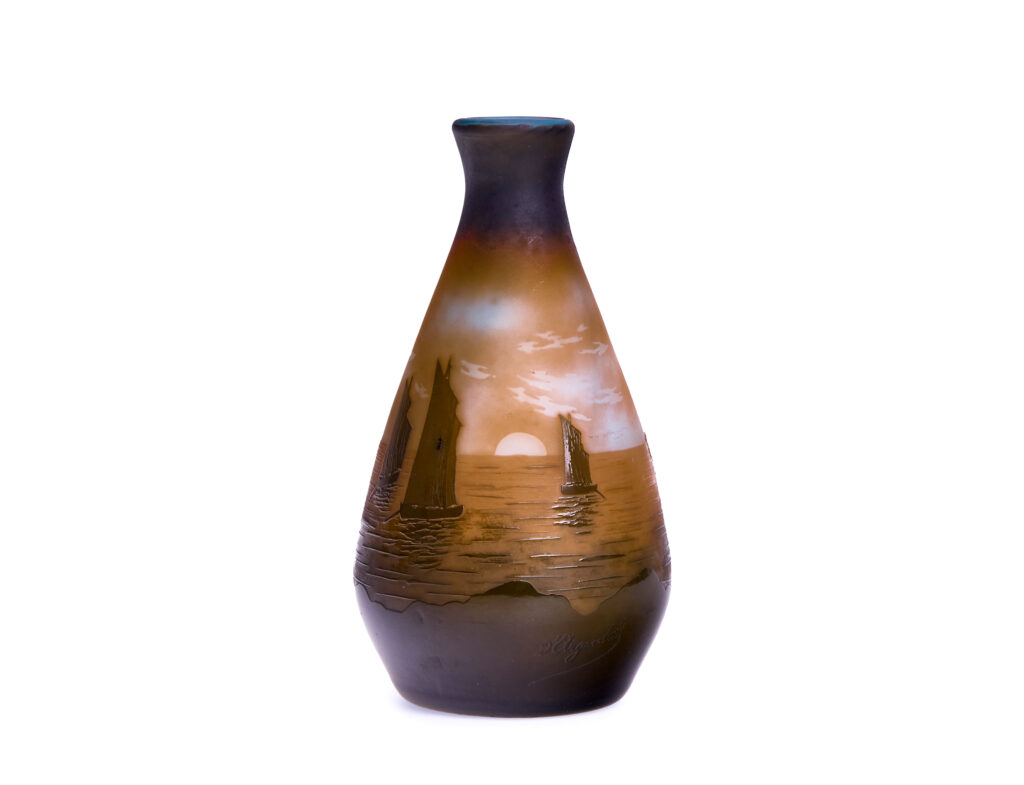 Argental Paul Nicolas Cameo vase boat scene