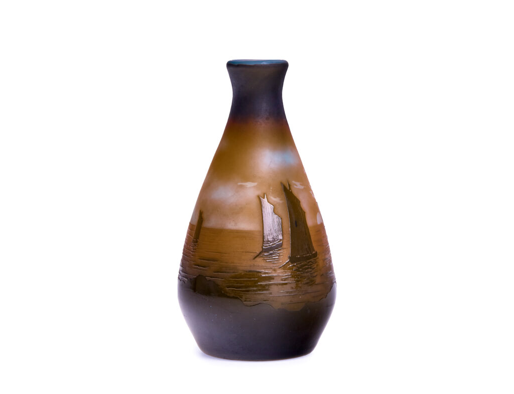 Argental Paul Nicolas Cameo vase boat scene