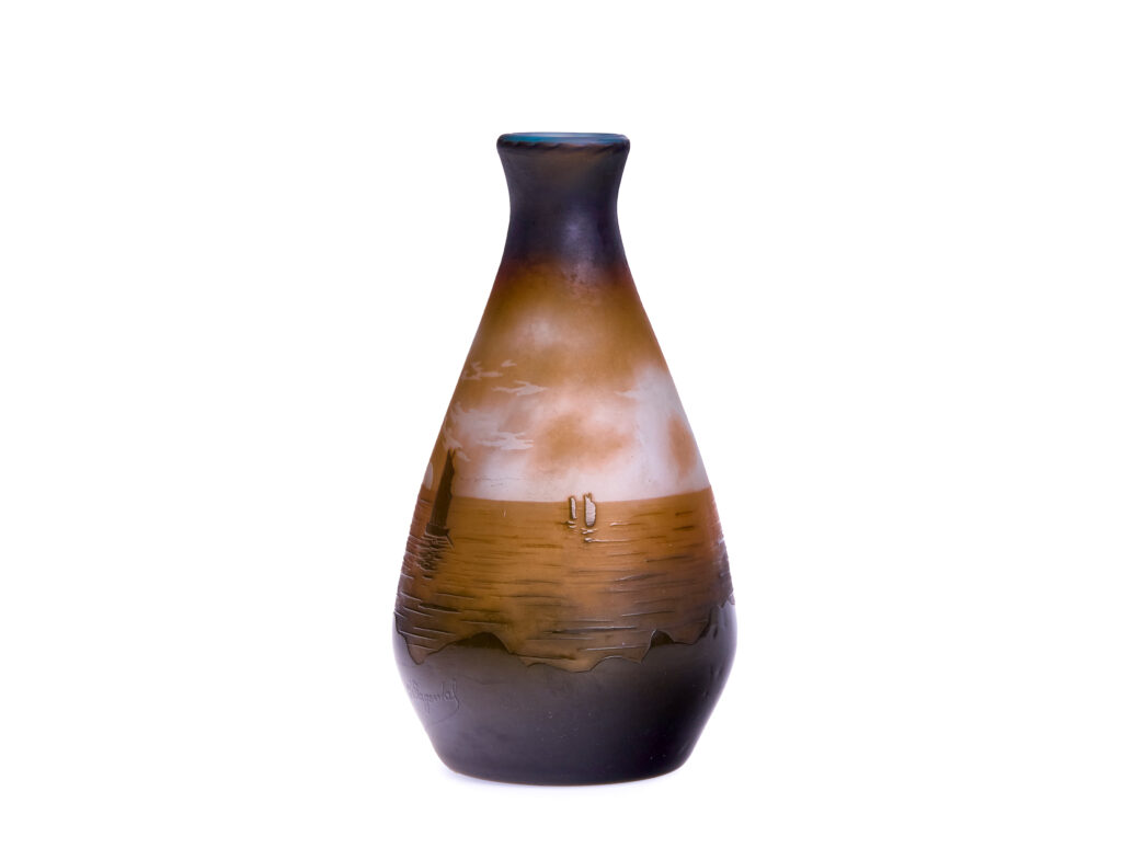 Argental Paul Nicolas Cameo vase boat scene