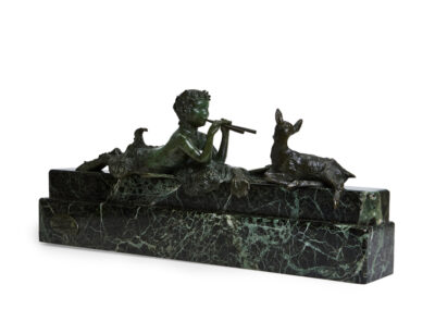 Ary Bitter – Art Deco bronze “Faune musicien et chevreau”