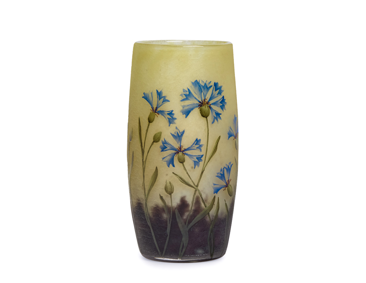 Daum-Freres-Nancy-Bleuets-Korenbloem-Vase-Art-Nouveau-first (1 van 1) Daum Freres Nancy Bleuets Korenbloemen art nouveau vase