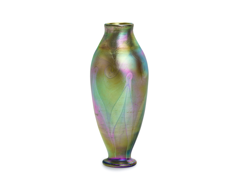 Louis-Comfort-Tiffany-Favrile-Glass-Art-Nouveau-Vase-D1798-L.C.T.-First- Louis Comfort Tiffany Favrile Glass Art Nouveau Vase with signature L.C.T. and D1798