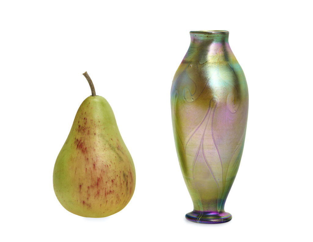 Louis Comfort Tiffany Favrile Glass Art Nouveau Vase with signature L.C.T. and D1798