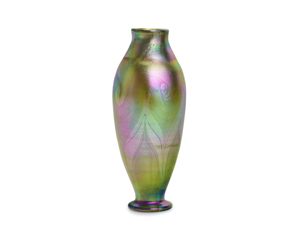 Louis Comfort Tiffany Favrile Glass Art Nouveau Vase with signature L.C.T. and D1798