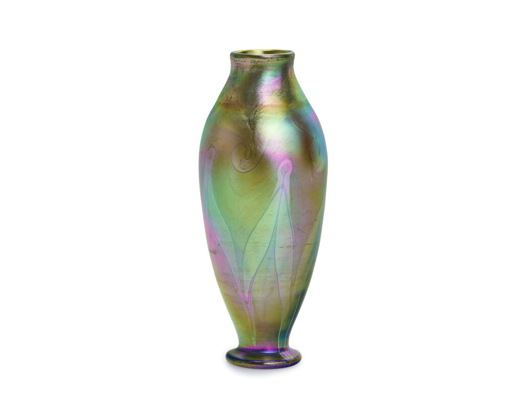 Louis Comfort Tiffany Favrile Glass Art Nouveau Vase with signature L.C.T. and D1798